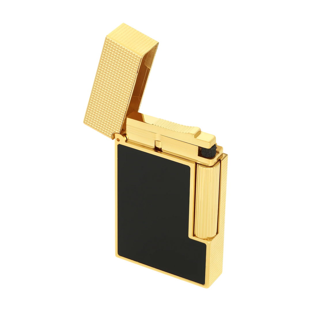 S.T Dupont Ligne 2 Lighter Microdiamond Head Yellow Gold and Matte Black Lacquer
