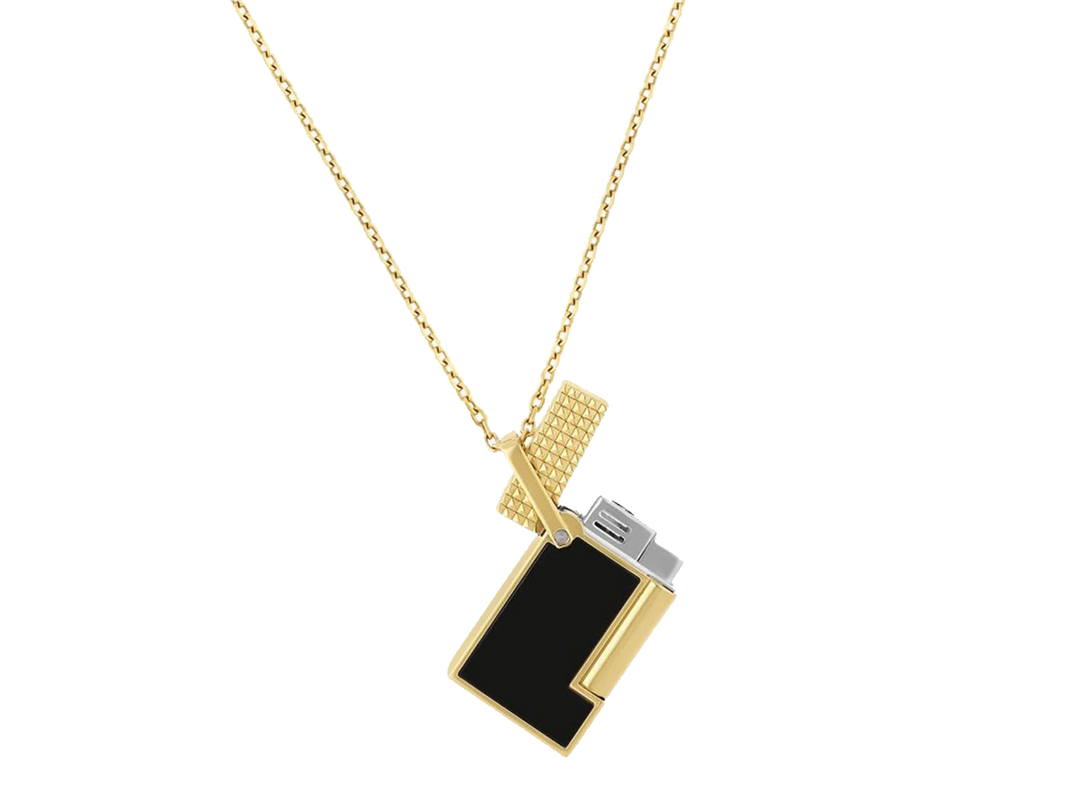 S.T Dupont Necklace Lighter Golden &amp; Black Lacquer
