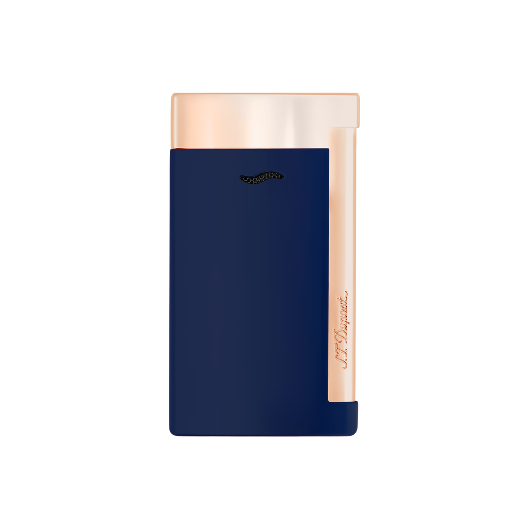 S.T Dupont Slim 7 Blue Lacquer &amp; Pink Gold Trim Cigar Lighter