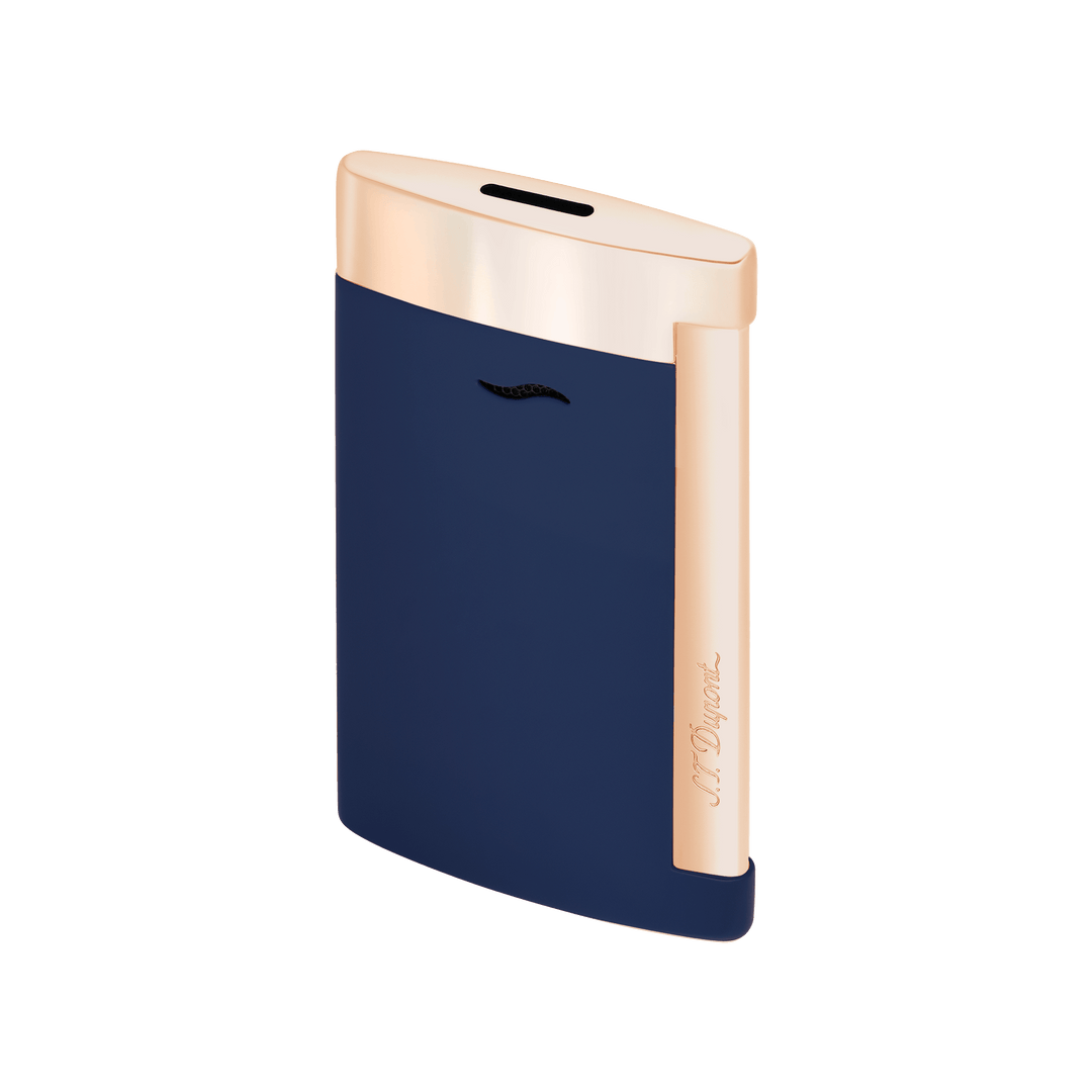 S.T Dupont Slim 7 Blue Lacquer &amp; Pink Gold Trim Cigar Lighter