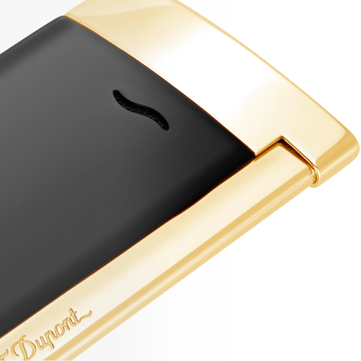 S.T Dupont Slim 7 Black Lacquer &amp; Gold Trim Cigar Lighter