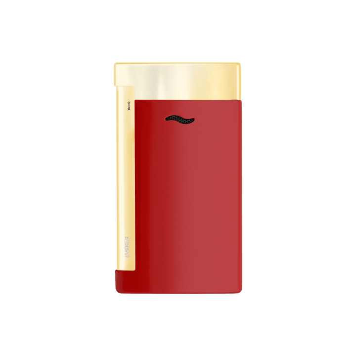 S.T Dupont Slim 7 Red Lacquer &amp; Gold Trim Cigar Lighter
