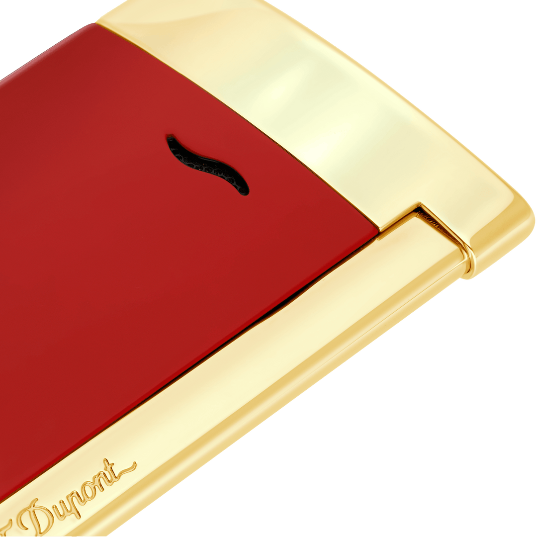 S.T Dupont Slim 7 Red Lacquer &amp; Gold Trim Cigar Lighter