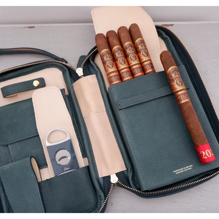 The Cigar Holder Cigar Leather Travel Case Green