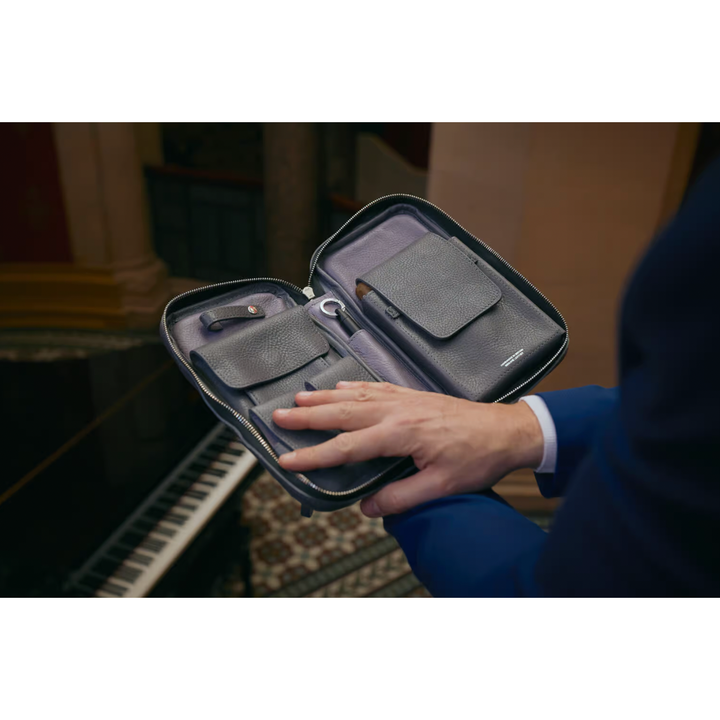 The Cigar Holder Cigar Leather Travel Case Grey