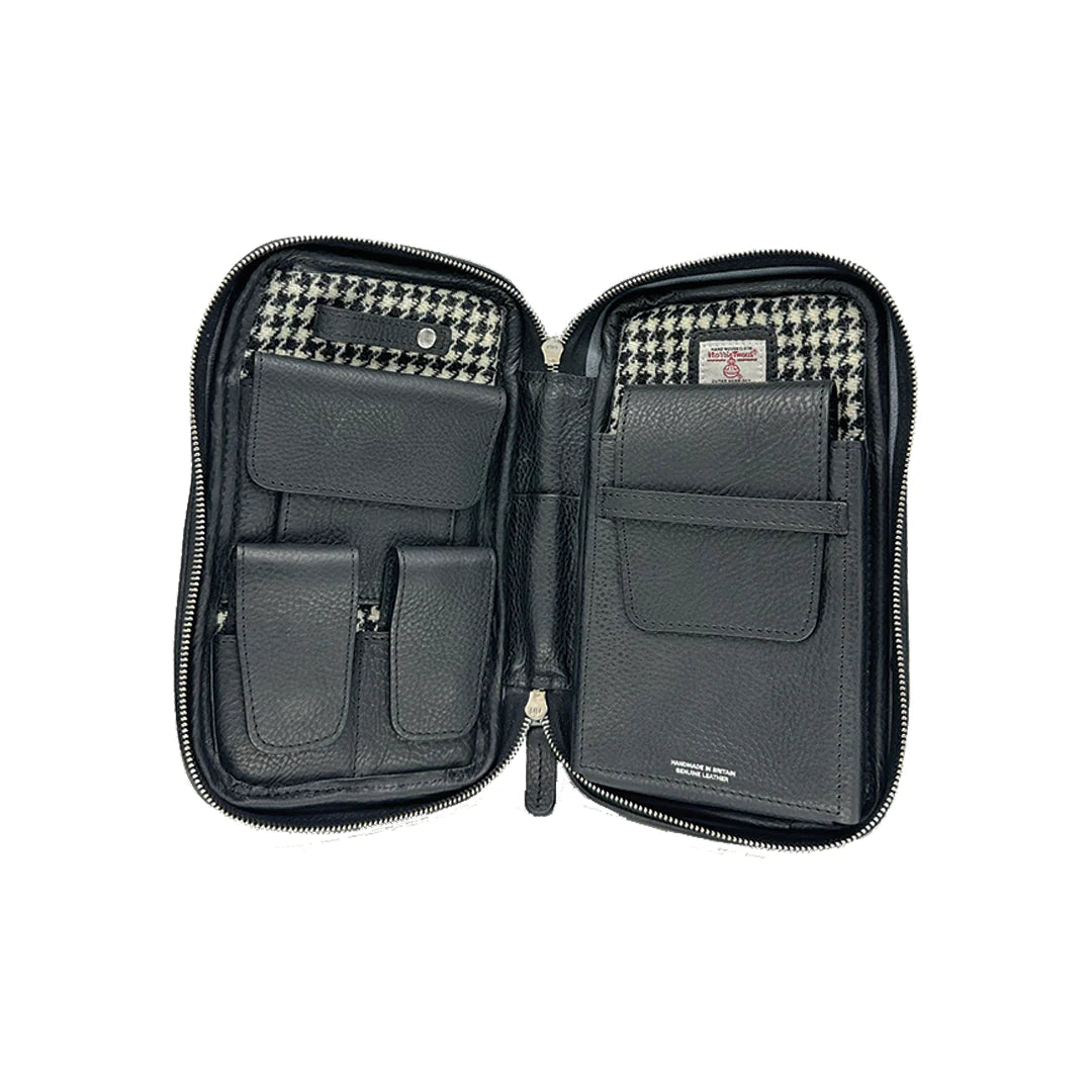 The Cigar Holder Cigar Leather Travel Case Harris Tweed and Black Limited Edition