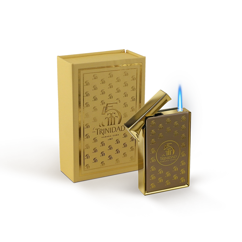 Trinidad 55th Anniversary torch cigar lighter
Premium lighter with gold Trinidad logo
Adjustable single flame cigar lighter
Trinidad anniversary collector lighter
Luxury cigar accessory by Trinidad