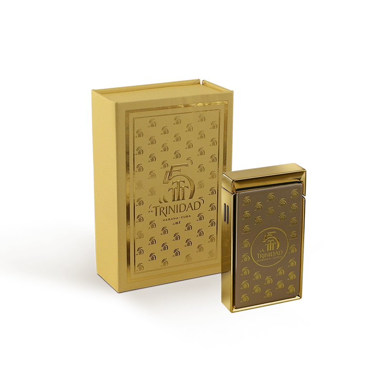 Trinidad 55th Anniversary torch cigar lighter
Premium lighter with gold Trinidad logo
Adjustable single flame cigar lighter
Trinidad anniversary collector lighter
Luxury cigar accessory by Trinidad