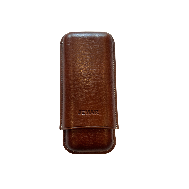 Jemar Leather Cigar Case 2 Fingers Robusto Dark Brown