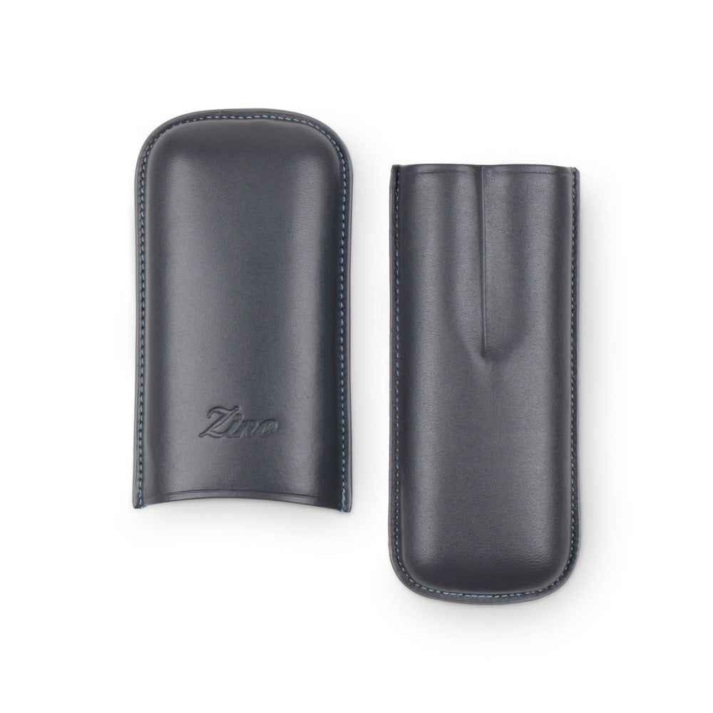 Zino Cigar Case R-2 Finger Leather - Grey &amp; Cyan