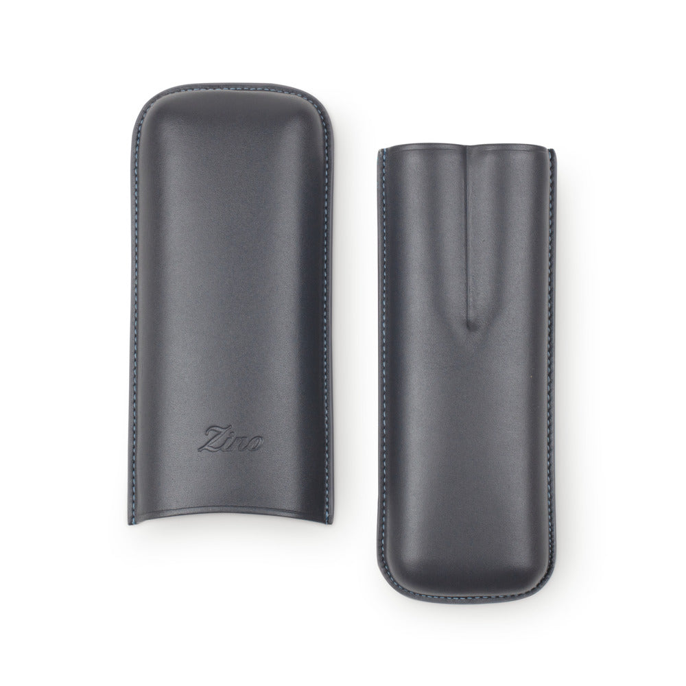 Zino Cigar Case XL-2 Finger Leather - Grey &amp; Cyan