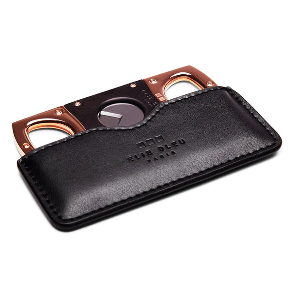 Elie Bleu Cigar Stainless Cutter Case Black Leather