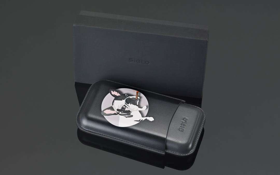 PCC Siglo Leather Cigar Case Dog - Black