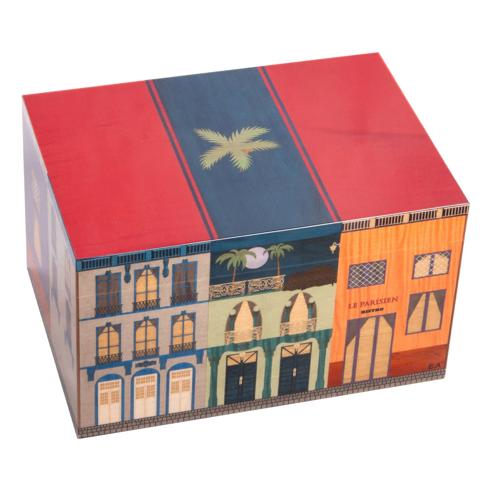 Elie Bleu Wooden Cigar Humidor "Casa Cubana" Le Parisien Moon Edition Sycamore (75 Cigars)