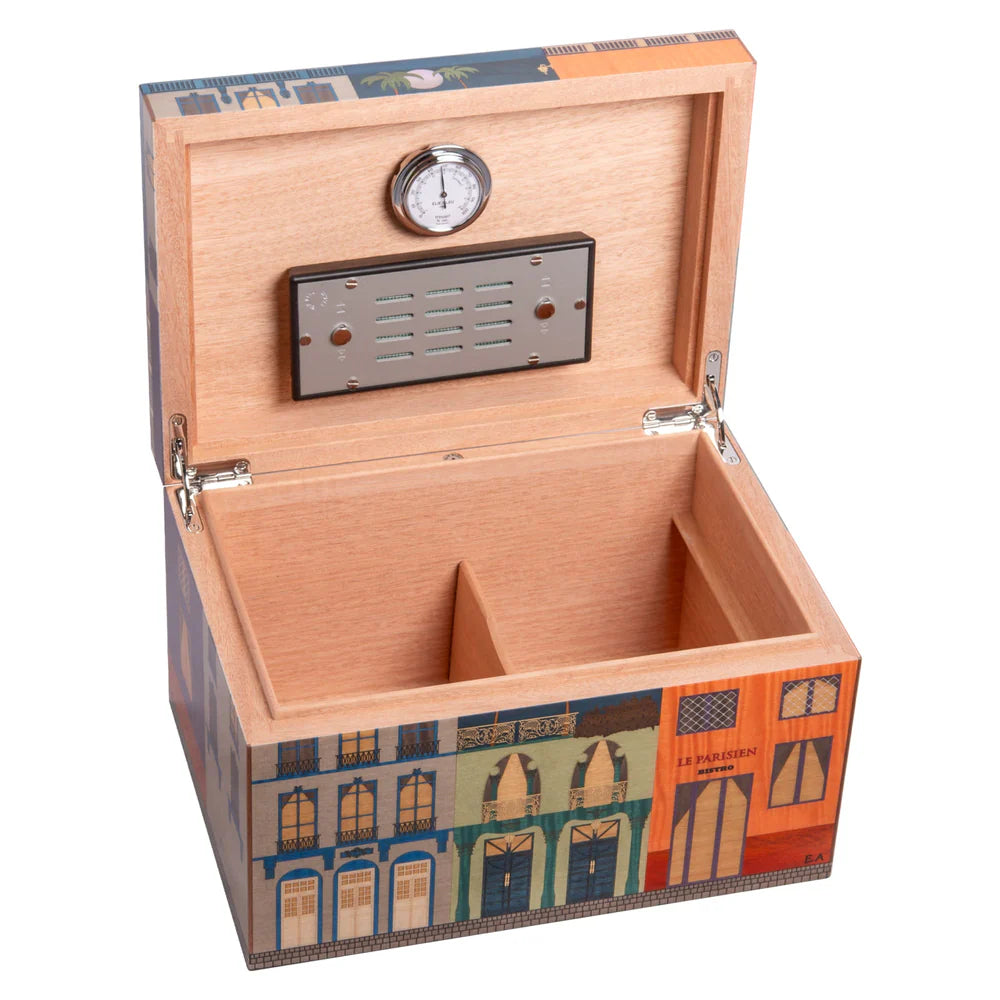 Elie Bleu Wooden Cigar Humidor "Casa Cubana" Le Parisien Moon Edition Sycamore (75 Cigars)