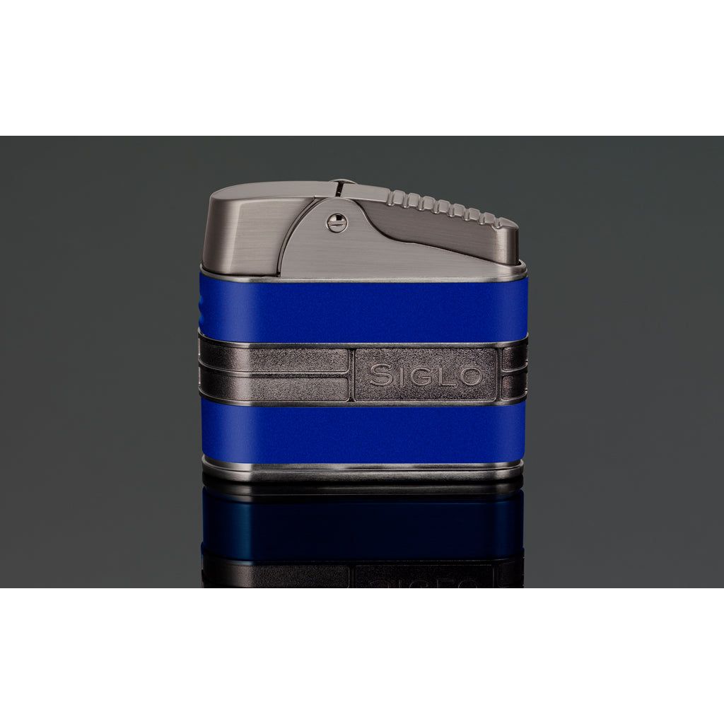 PCC Siglo Mega Streamliner Table Cigar Lighter Gun Metal &amp; Blue