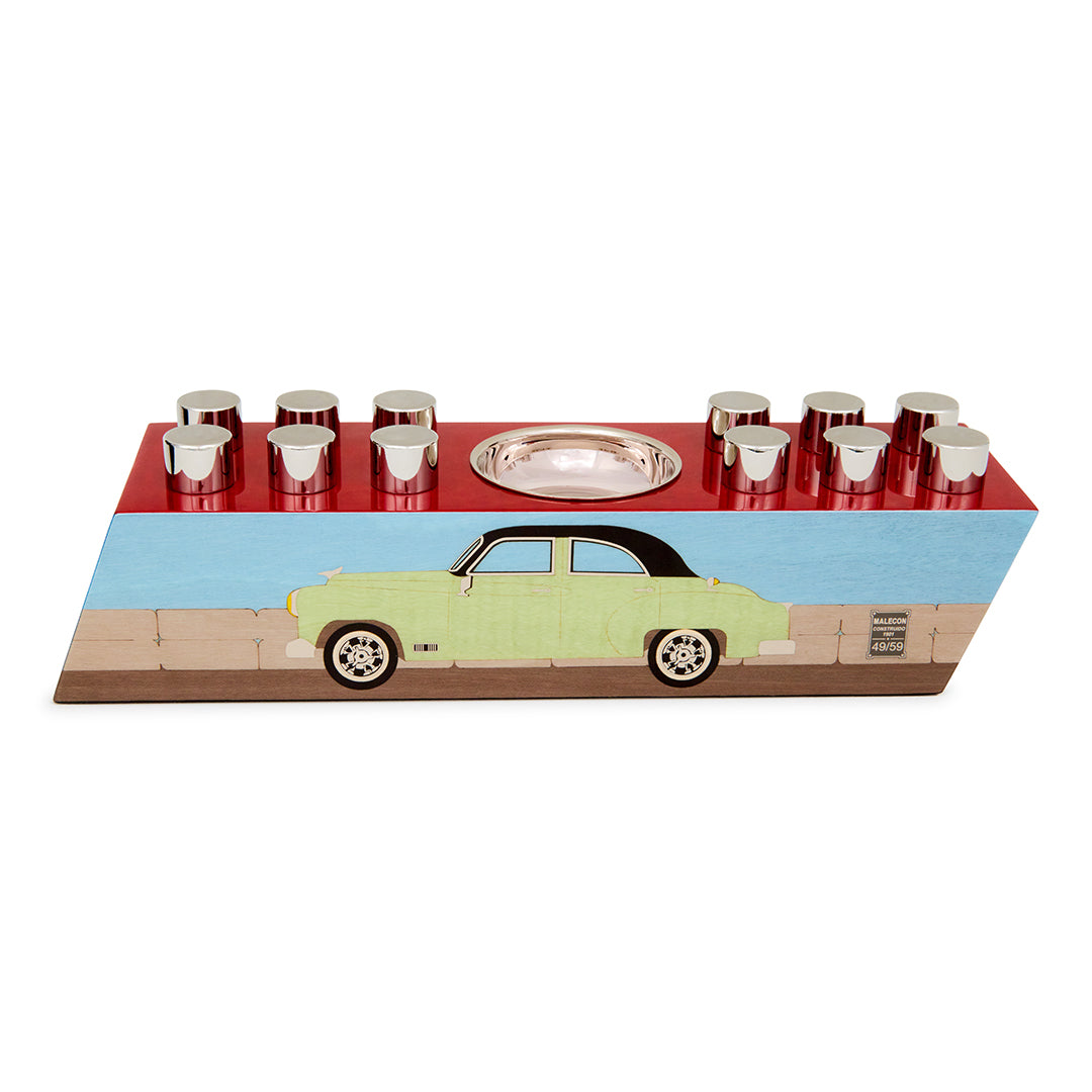 Elie Bleu Plug Cigar Ashtray "Carros Americanos" Green Sycamore