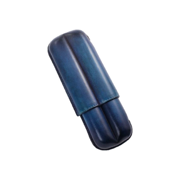 Elie Bleu Leather Cigar Case Blue Patina (2 Cigars), cigar cases, cigar accesories
