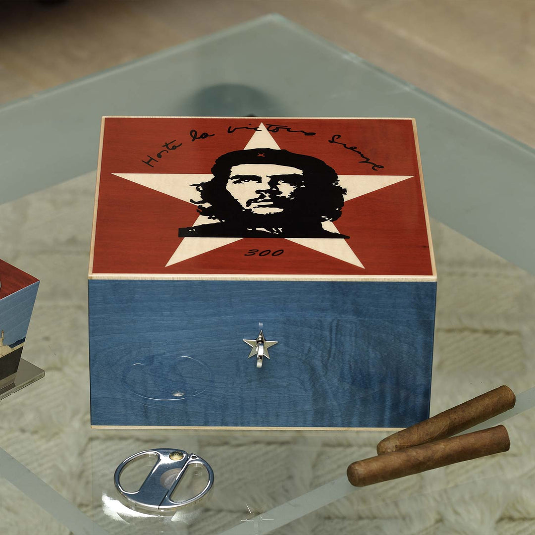 Elie Bleu Wooden Humidor "Che Star" Dyed Sycamore - (75 Cigars), cigar accessories, Elie Bleu humidor, humidor online, cigar humidor