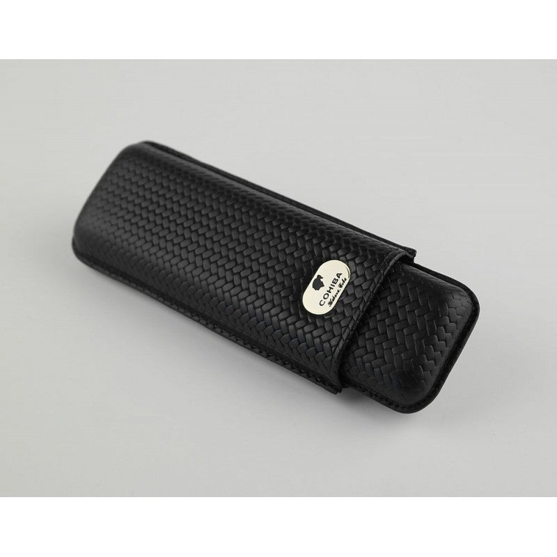 Cohiba Cigar Case Leather Black-Holds 2 Cigars