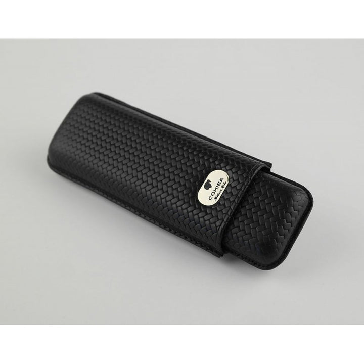 Cohiba Cigar Case Leather Black-Holds 2 Cigars