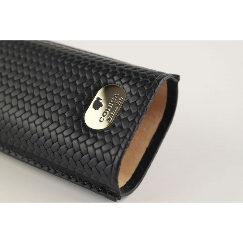 Cohiba Cigar Case Leather Black-Holds 2 Cigars
