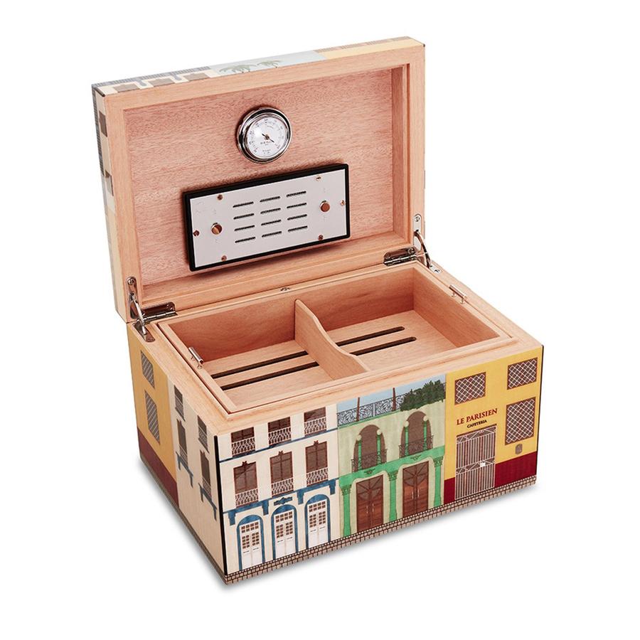 Elie Bleu Wooden Cigar Humidor "Casa Cubana" Sycamore (75 Cigars)