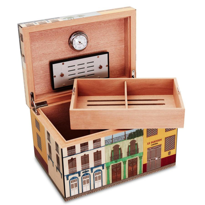 Elie Bleu Wooden Cigar Humidor "Casa Cubana" Sycamore (75 Cigars)