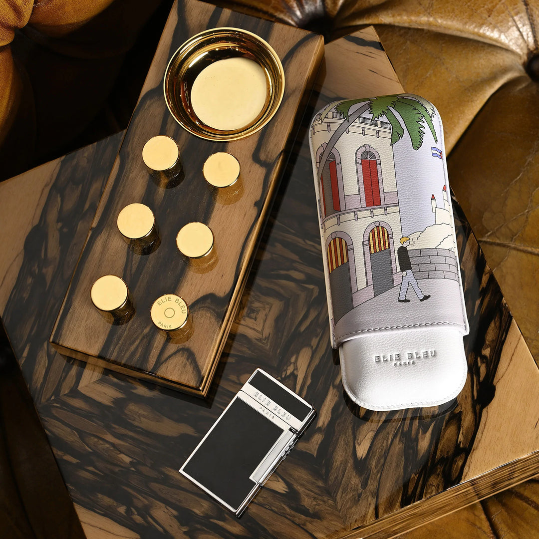 Elie Bleu Casa Cubana No.2 Leather Cigar Case (2 Cigars)