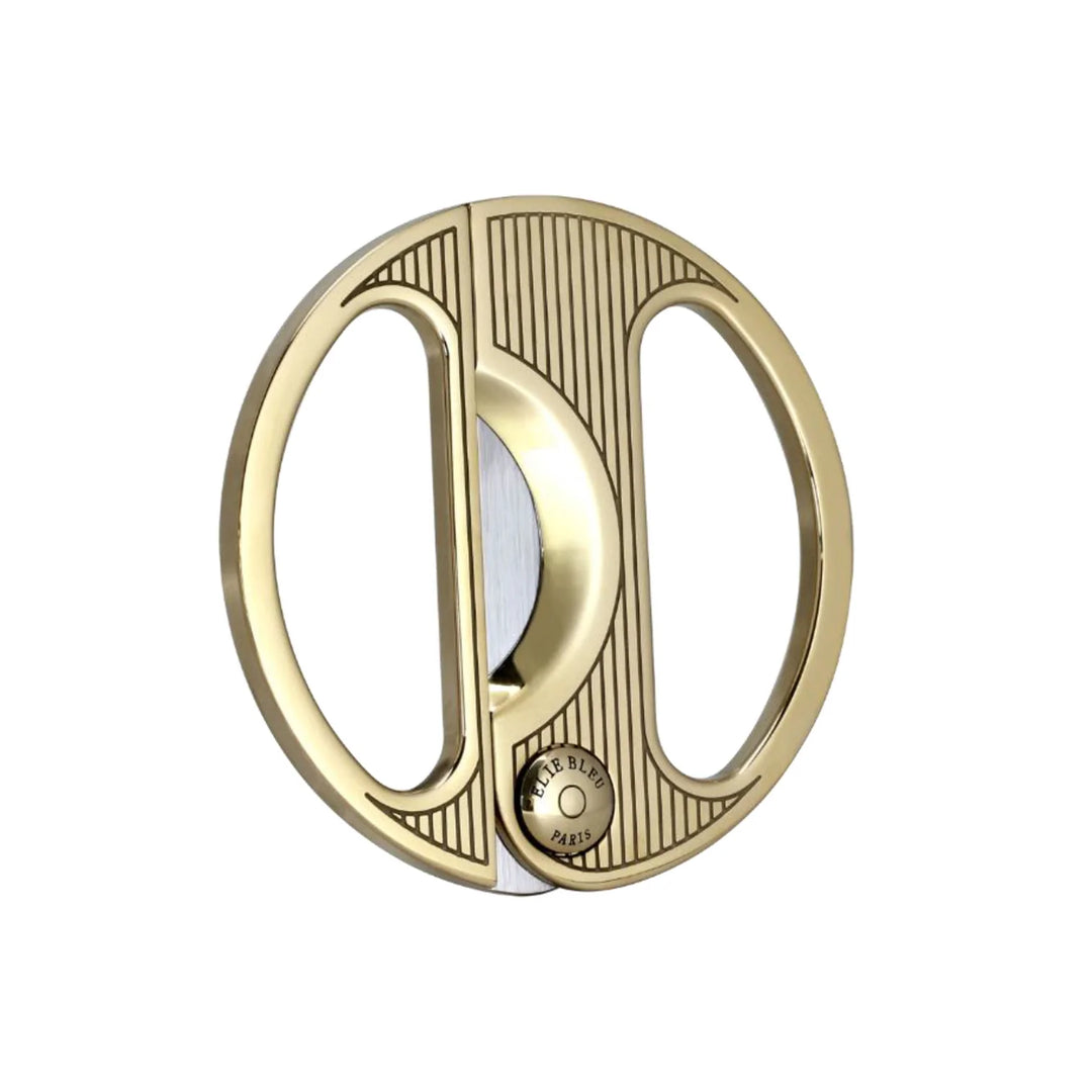 Elie Bleu Cigar Cutter Round Gold Pinstripe
