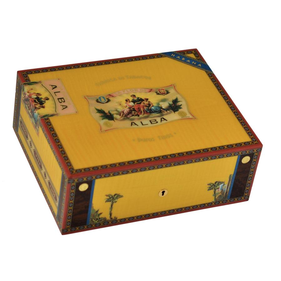 Elie Bleu Wooden Cigar Humidor "Alba"  Gold Yellow Sycamore (75 Cigars)