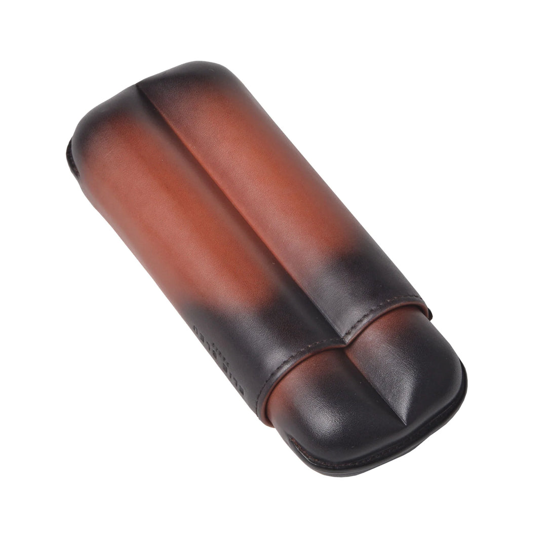 Elie Bleu Havana Patina Leather Cigar Case (2 Cigars)
