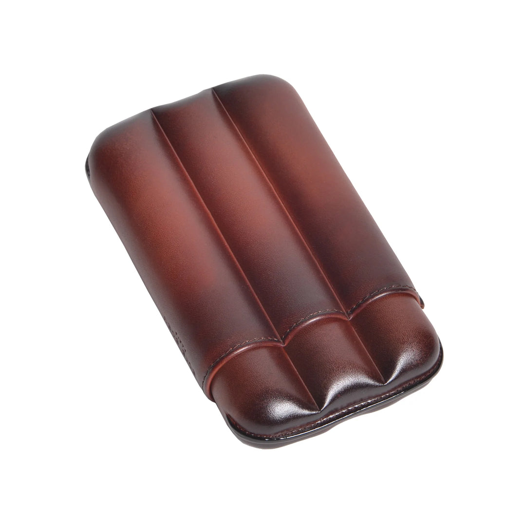 Elie Bleu Havana Patina Leather Cigar Case (3 Cigars)