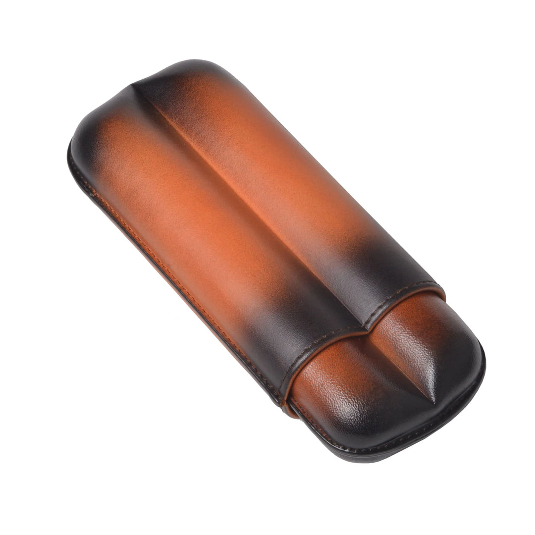 Elie Bleu Honey Patina Leather Cigar Case (2 Cigars)