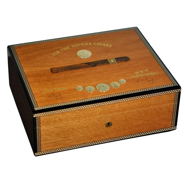 Elie Bleu Wooden Cigar Humidor "Medals" Mahogany (75 cigars)