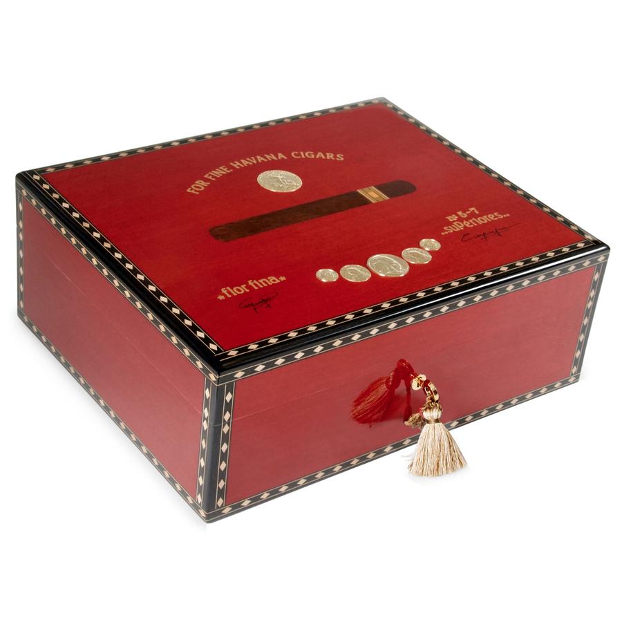 Elie Bleu Wooden Cigar Humidor "Medals" Red Sycamore(120 Cigars)