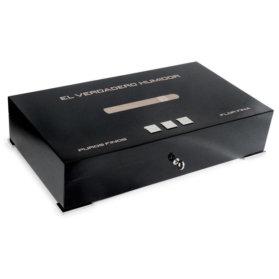 Elie Bleu Wooden Cigar Humidor "New Medal" Black Sycamore (110 cigars)