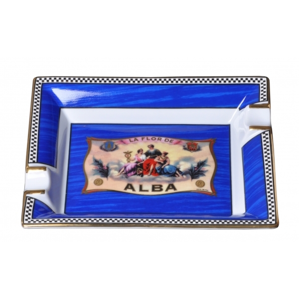 Elie Bleu Porcelain Ashtray "Alba" Blue, cigar ashtrays, cigar accesories