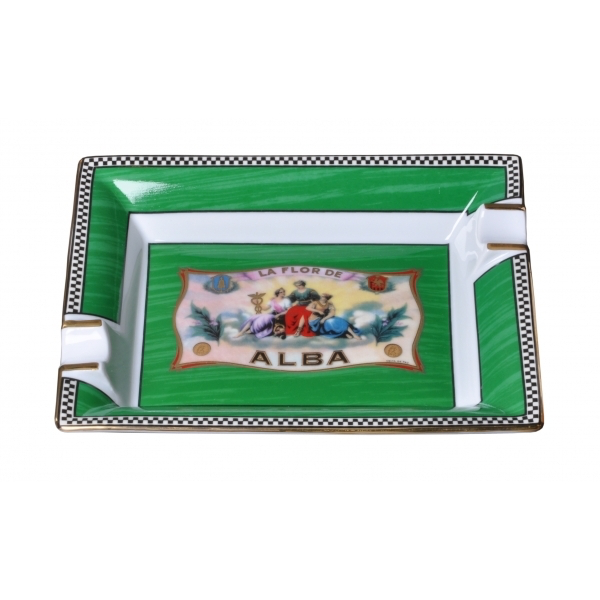Elie Bleu Porcelain Ashtray "Alba" Green, cigar ashtrays, cigar accesories.