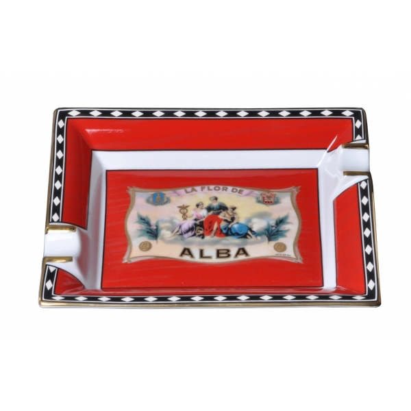 Elie Bleu Porcelain Ashtray "Alba" Red, cigar ashtrays, cigar accesories.