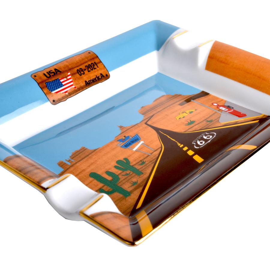Elie Bleu Porcelain Ashtray "Route 66", cigar accessories, cigar ashtrays 