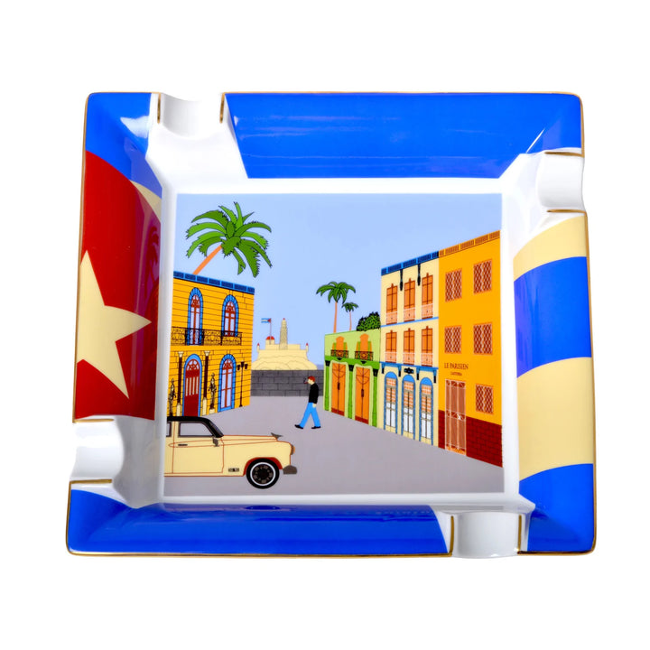 Elie Bleu Porcelain Cigar Ashtray "Casa Cubana Large"