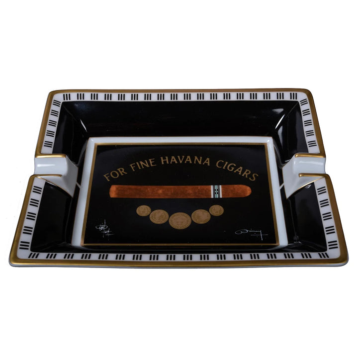 Elie Bleu Porcelain Cigar Ashtray "Medals" Black