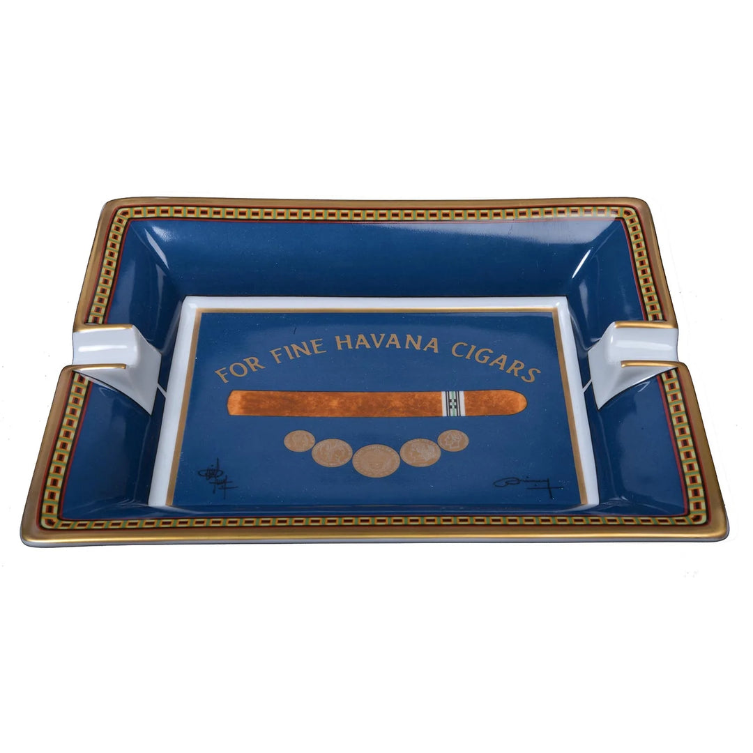 Elie Bleu Porcelain Cigar Ashtray "Medals" Blue