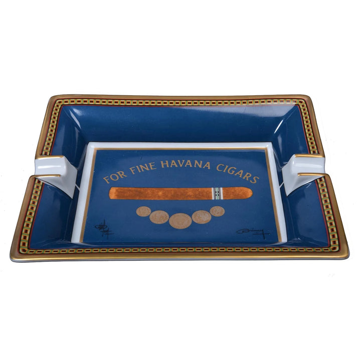 Elie Bleu Porcelain Cigar Ashtray "Medals" Blue