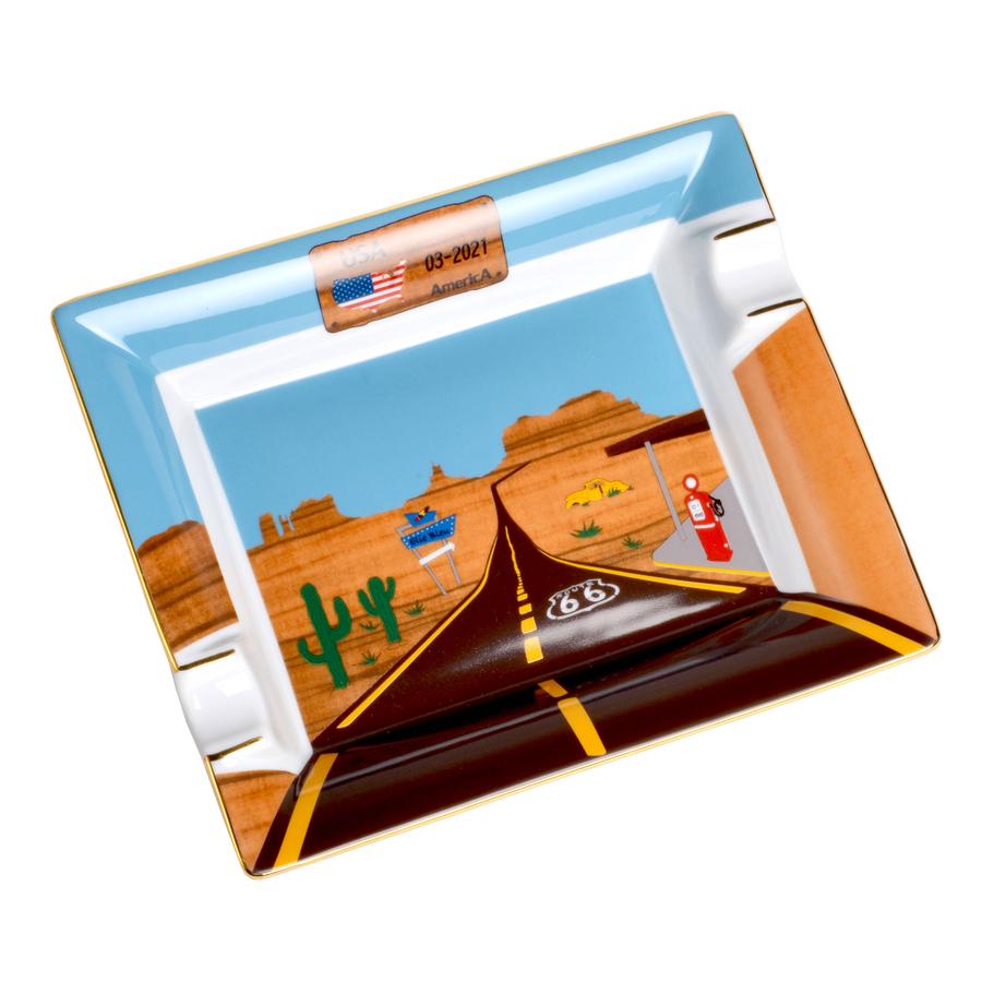 Elie Bleu Porcelain Ashtray "Route 66", cigar accessories, cigar ashtrays 