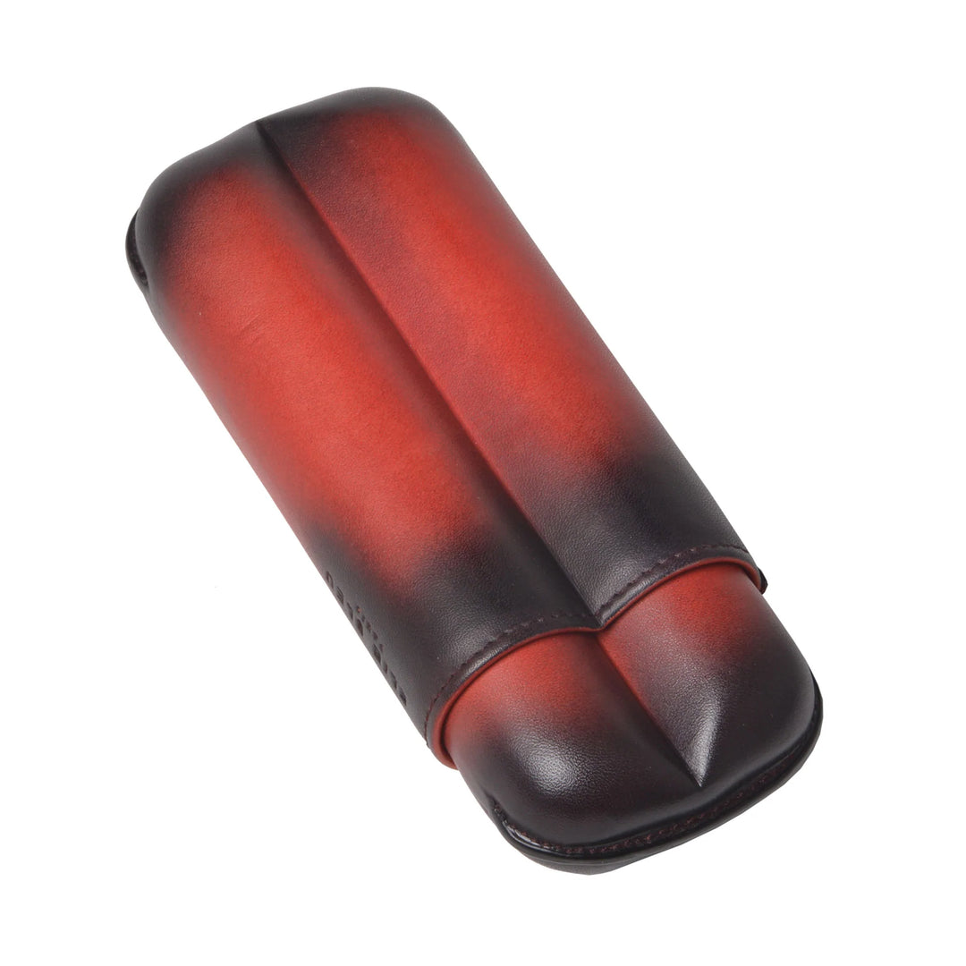 Elie Bleu Red Patina Leather Cigar Case (2 Cigars)