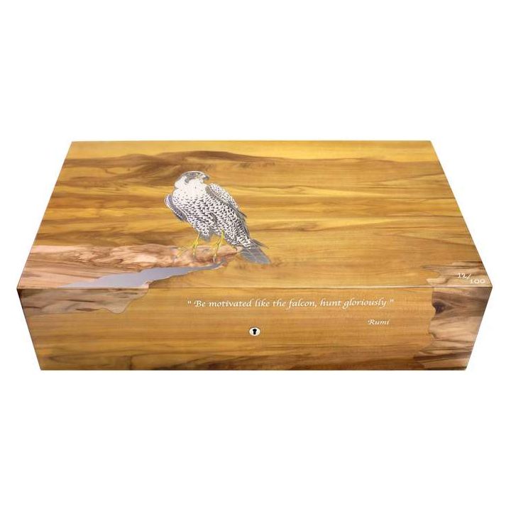 Elie Bleu Wooden Cigar Humidor "Falcon" Red Gum (110 cigars)