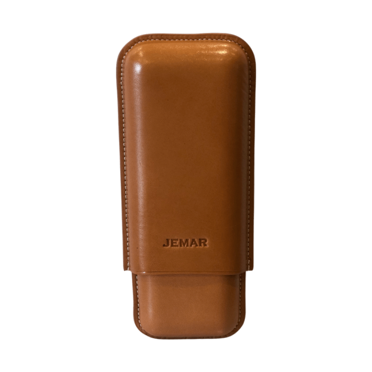 Jemar Leather Cigar Case 2 Fingers Robusto Natural