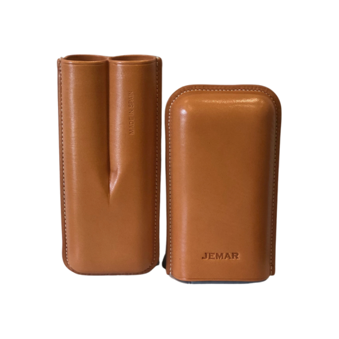Jemar Leather Cigar Case 2 Fingers Robusto Natural